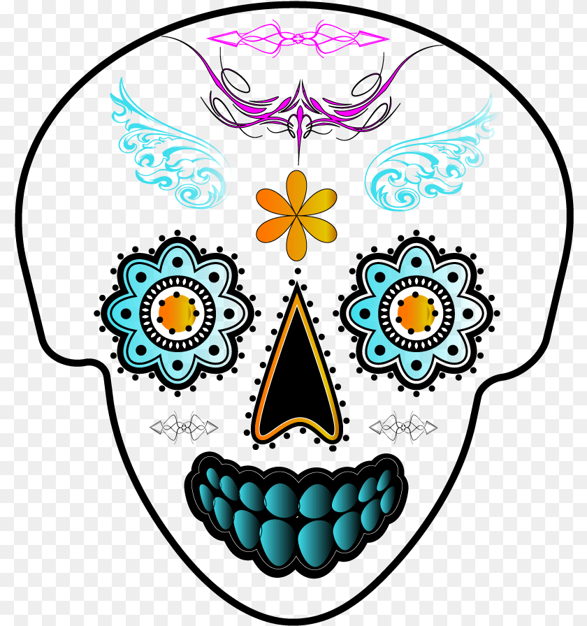 801x896 This Simple Black And White Skull Is Based Off Of The, Art, Graphics, Pattern, Animal Sticker PNG