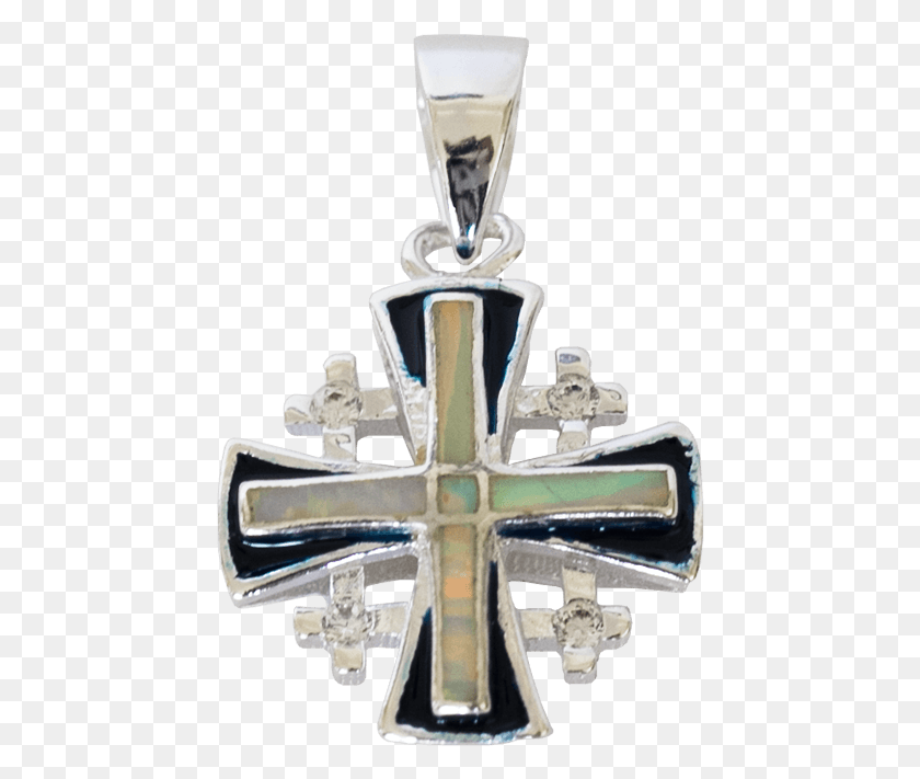 446x651 This Sterling Silver Jerusalem Cross Is Set With Synthetic Locket, Pendant, Wedding Cake, Cake HD PNG Download