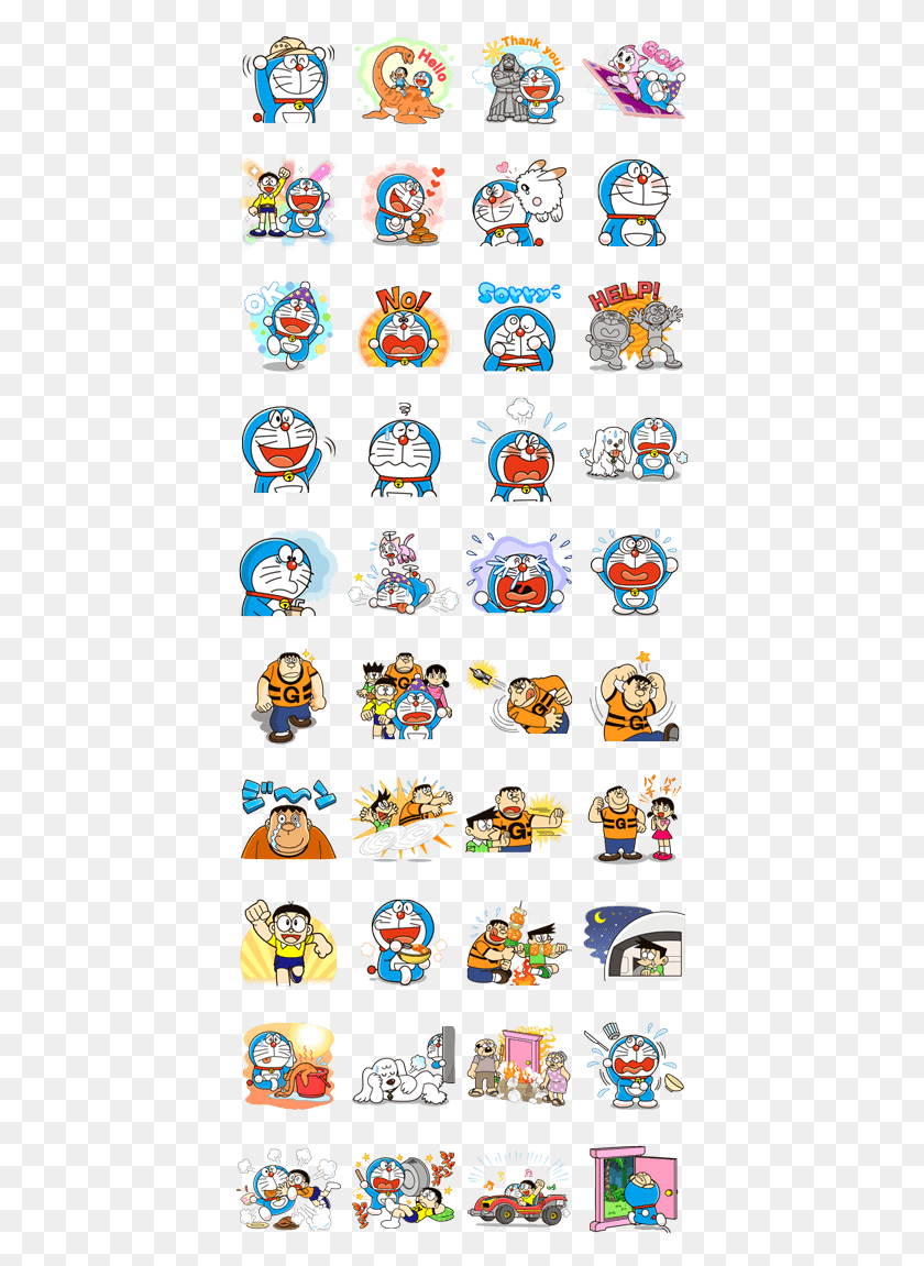 413x1091 This Sticker Set Features Carefully Selected Frames Doraemon Printable Stickers, Text, Label, Pillow HD PNG Download
