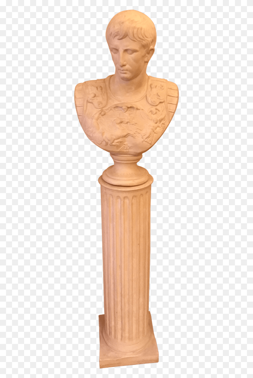 351x1193 This Tall Neoclassical Bust With A Pedestal Base Is Carving, Person, Human, Building HD PNG Download