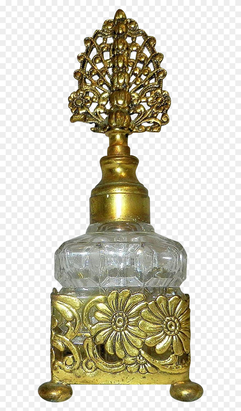 580x1372 This Vintage Ormolu Perfume Bottle With Dauber Is In Brass, Lamp, Bronze, Light Fixture HD PNG Download