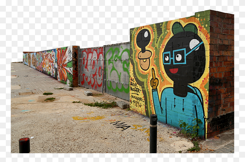 767x495 Эта Стена Расположена В Передней Части Культурного Центра, Стена С Легальным Граффити В Барселоне, Фреска Png Скачать
