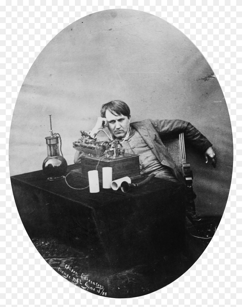 4044x5230 Thomas Edison Escuchando Cilindro De Cera 1888 Thomas Edison Como Telegrafista Hd Png