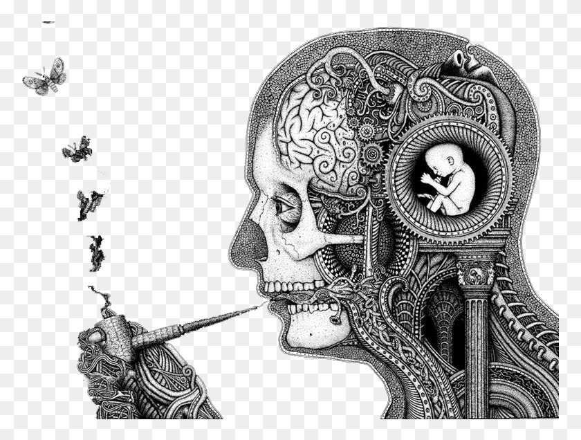 777x576 Thought Illustration Irritability Skull Deep Art, Person, Human HD PNG Download