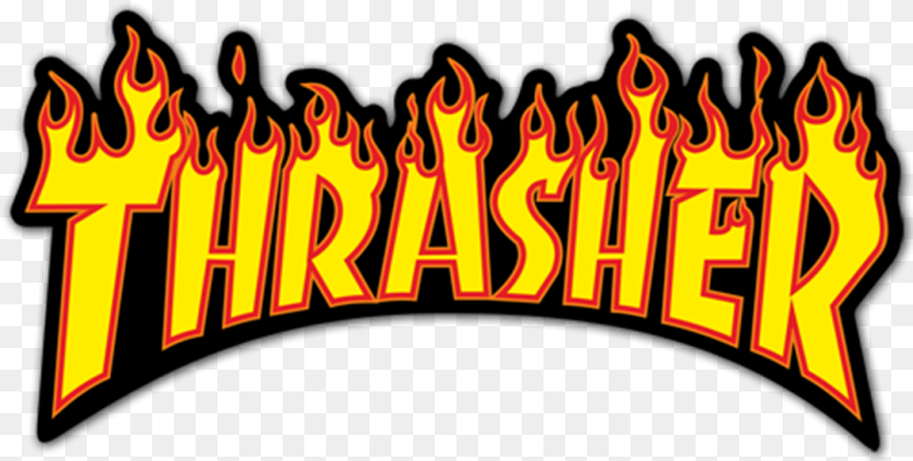 1079x545 Thrasher, Fire, Flame, Text Sticker PNG