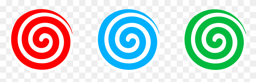 7655x2079 Three Candies With Spiral Design Candy Spiral, Coil, Symbol, Logo HD PNG Download