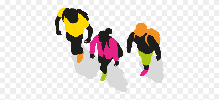 420x325 Three Children Walking To School People Top View Transparent, Person, Human, Sport HD PNG Download