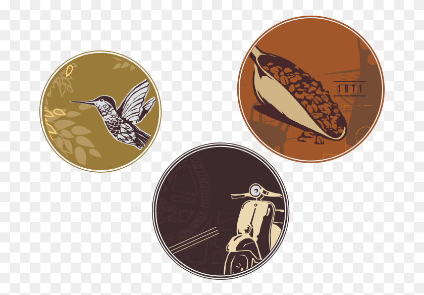 685x524 Three Closeups Of Art From Our Coffee Bags, Bird, Animal, Clock Tower HD PNG Download