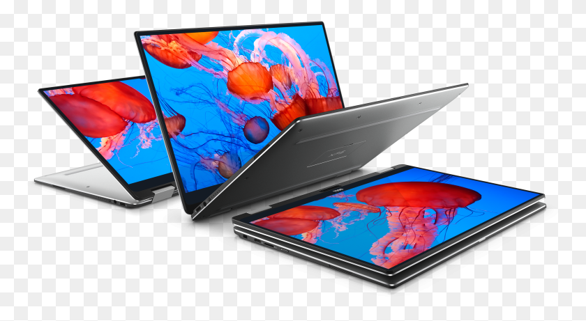 3420x1759 Three Dell Xps 13 2 In 1s Opened Inverted Open And Dell Xps 13 HD PNG Download