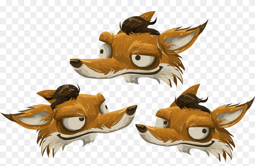 1920x1250 Three Fox Faces Animal, Fish, Sea Life, Shark Clipart PNG