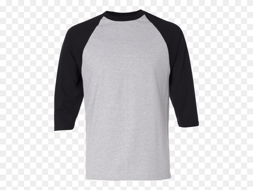 483x571 Three Quarter Sleeve Raglan Baseball T Shirt Raglan Grey Black, Clothing, Apparel, Long Sleeve HD PNG Download