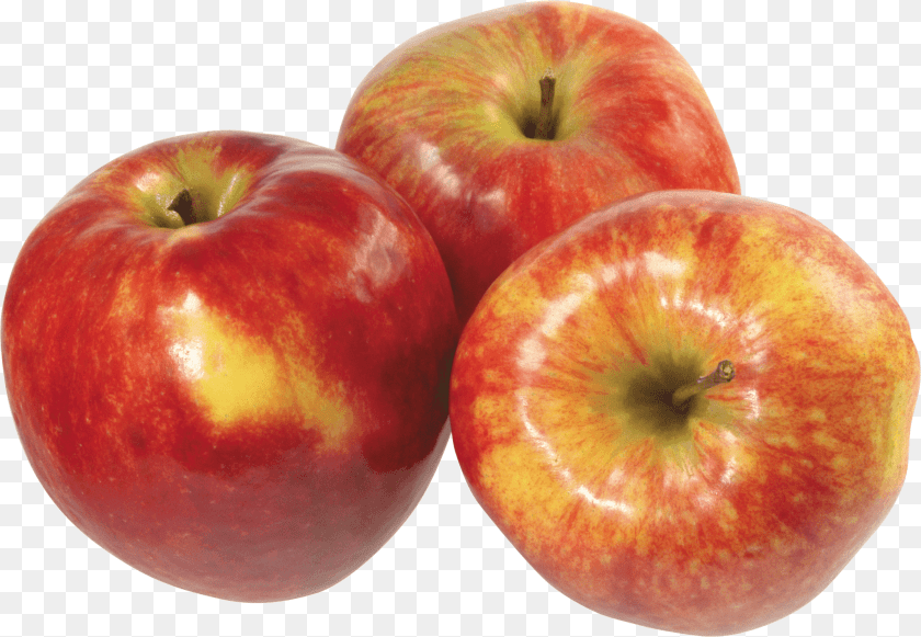 3000x2076 Three Red Apples, Apple, Food, Fruit, Plant PNG
