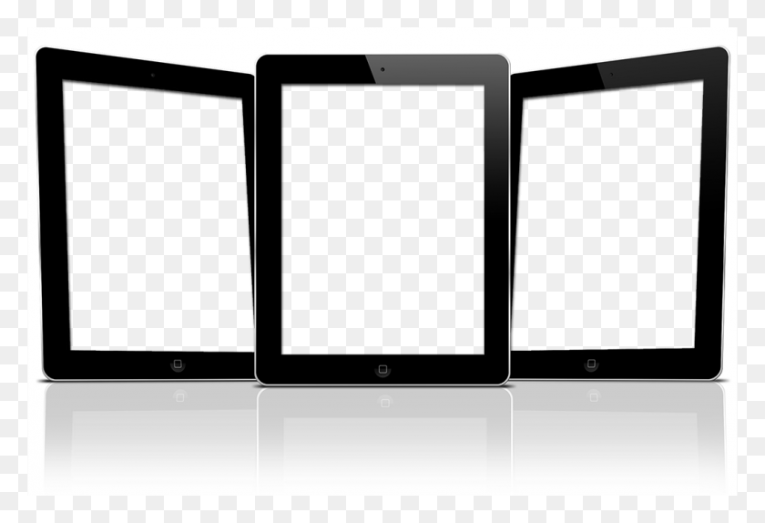 1024x675 Three Tablets With Screen Knockouts Flat Panel Display, Computer, Electronics, Tablet Computer HD PNG Download