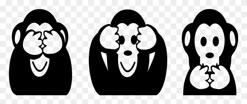 1941x738 Three Wise Monkeys Cartoon Black And White Animal Animal Cartoon Cliparts Black And White, Gray, World Of Warcraft HD PNG Download