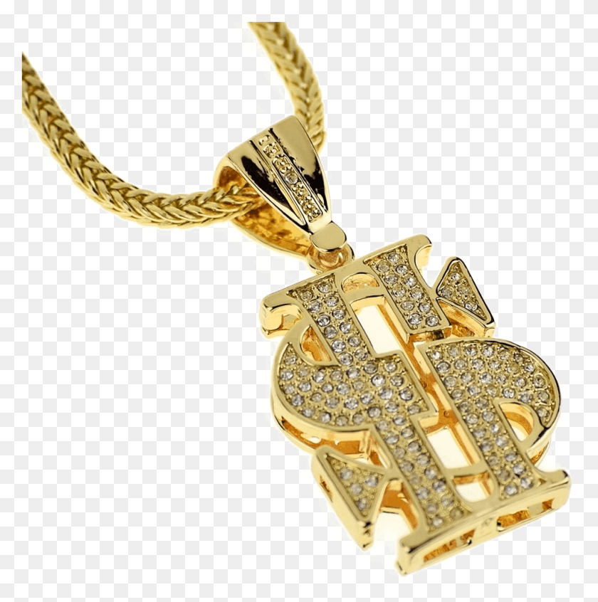 969x977 Thug Life Dollar Gold Chain Transparent Image Dollar Chain, Pendant, Antler HD PNG Download