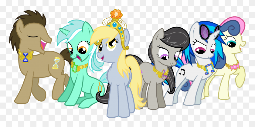 3490x1617 Thumb Image Mane 6 Background Ponies, Graphics HD PNG Download