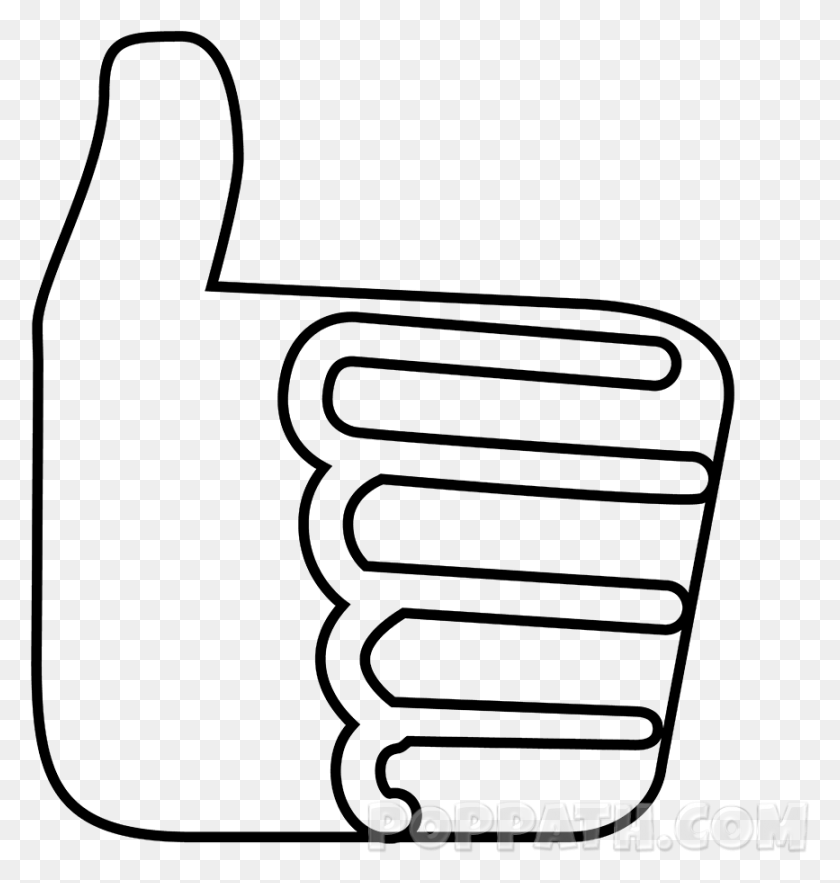 867x915 Большой Палец Вверх Emoji Line Art, Серый, Символ, Текст Hd Png Скачать