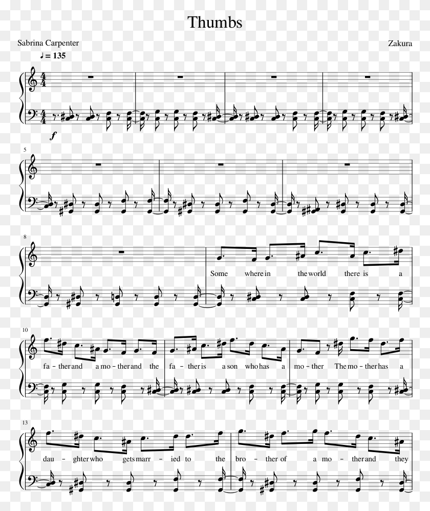 774x938 Thumbs Sabrina Carpenter Sheet Music, Gray, World Of Warcraft HD PNG Download