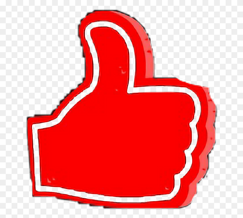 664x692 Thumbs Up Thumbsup Red White Freetoedit, Text, Symbol, Label HD PNG Download