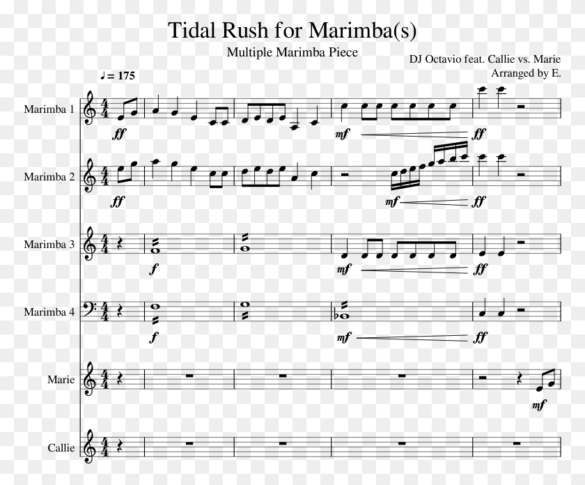 773x636 Музыкальный Лист Tidal Rush Для Marimba Splatoon Tidal Rush, Серый, World Of Warcraft Hd Png Скачать
