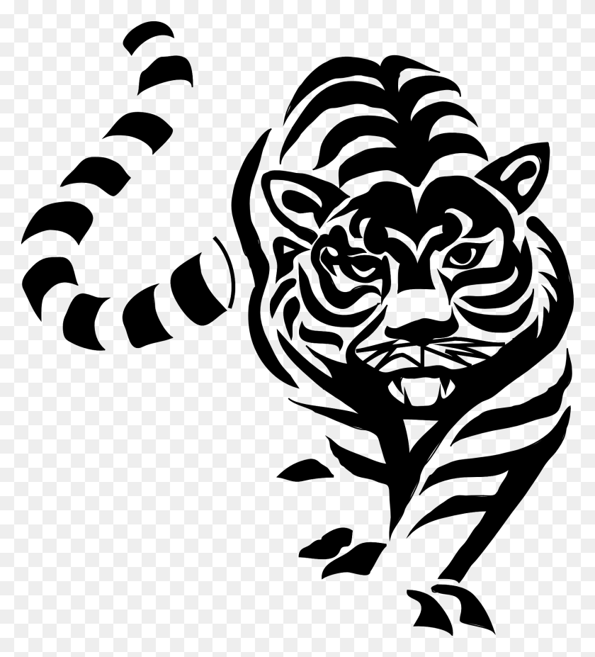 1727x1920 Tiger Art Black And White, Stencil, Graphics HD PNG Download