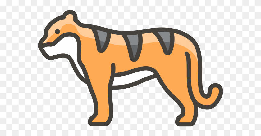 597x379 Descargar Png Tigre Emoji Icono De Grandes Felinos, Etiqueta, Texto, Animal Hd Png