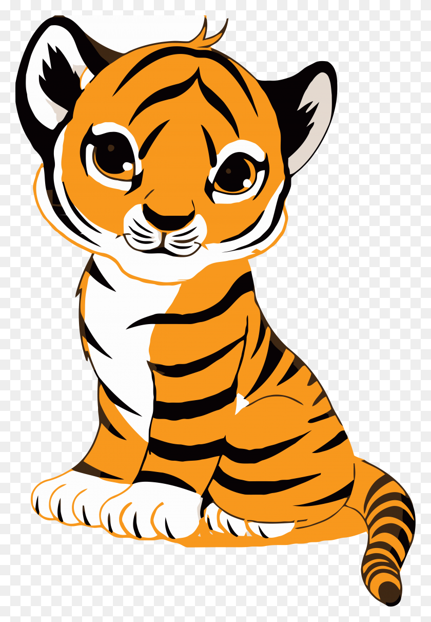 5335x7873 Tiger Face Clip Art Royalty Free Tiger Illustration Cute Tiger Drawing Easy, Animal, Mammal, Cat HD PNG Download