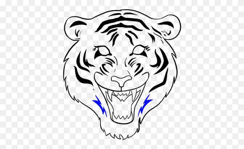 408x454 Tiger Face Easy Tiger Face Drawing Easy, Outdoors, Nature HD PNG Download