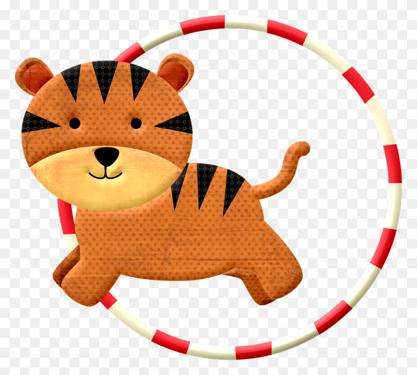 807x720 Тигр Прыгает Прыгать Кошка Цирк Игривый Милый Тигре Де Цирко, Плюшевые Игрушки, Животные Png Скачать