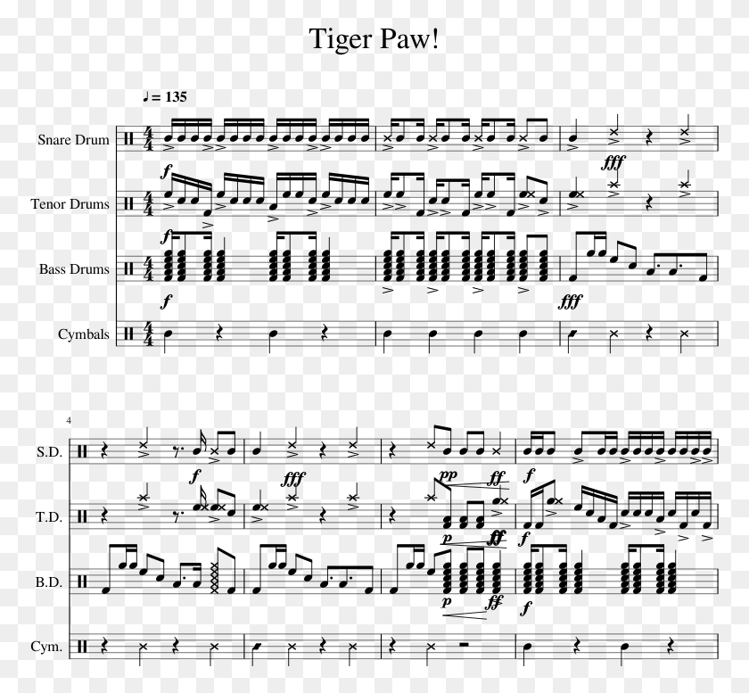 773x717 Tiger Paw Piano Tutorial Triplet Diddle Tenor Music, Серый, World Of Warcraft Hd Png Скачать