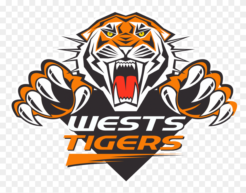 1263x974 Tigers Logo West Tigers Logo, Hook, Claw, Paper HD PNG Download