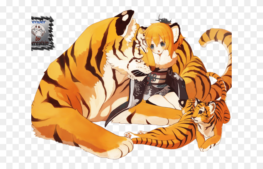 640x480 Тигр Клипарт Аниме Ребенок Манга Тигр Девочка, Дикая Природа, Млекопитающее, Животное Hd Png