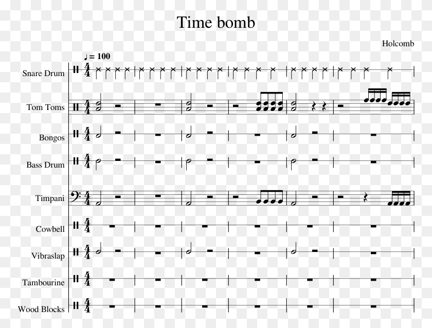 773x578 Time Bomb Sheet Music Composed By Holcomb 1 Of 3 Pages Sheet Music, Gray, World Of Warcraft HD PNG Download