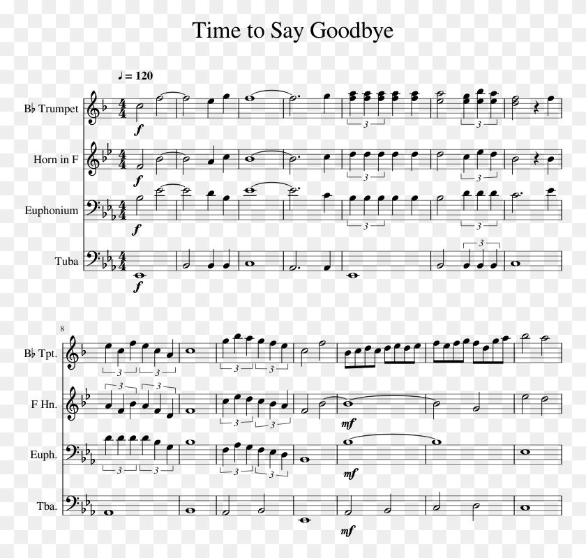 773x740 Time To Say Goodbye Sheet Music For Trumpet French Thank You Next Trumpet Sheet Music, Gray, World Of Warcraft HD PNG Download