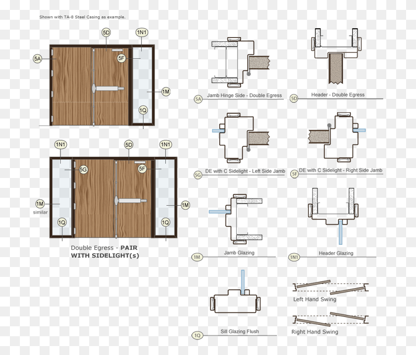 709x658 Timely Door Frames Double Egress Pair With C Sidelight Double Egress Door Frame, Plan, Plot, Diagram HD PNG Download
