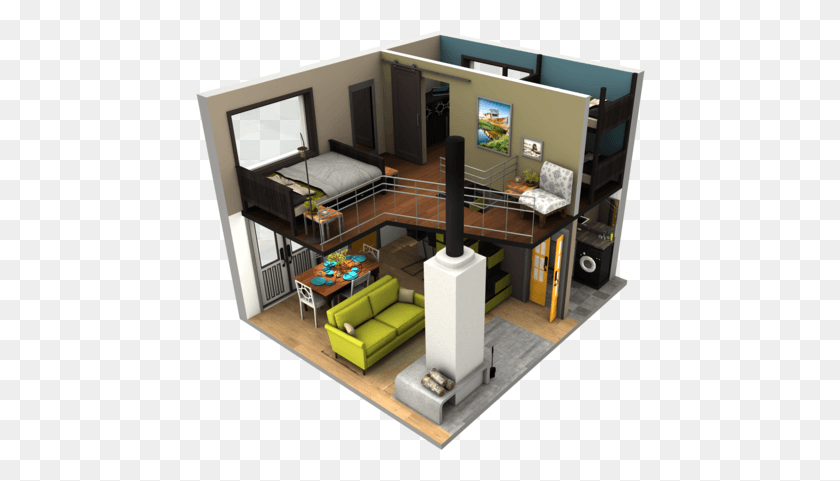 450x421 Tiny House Small House Floor Plan, Housing, Building, Furniture HD PNG Download