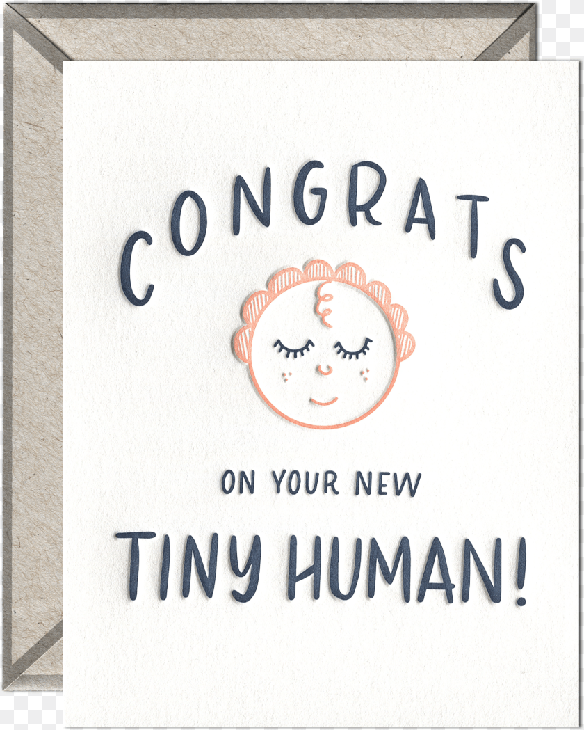 Tiny Human Congrats Letterpress Greeting Card With Illustration, Advertisement, Text, Face, Head Transparent PNG