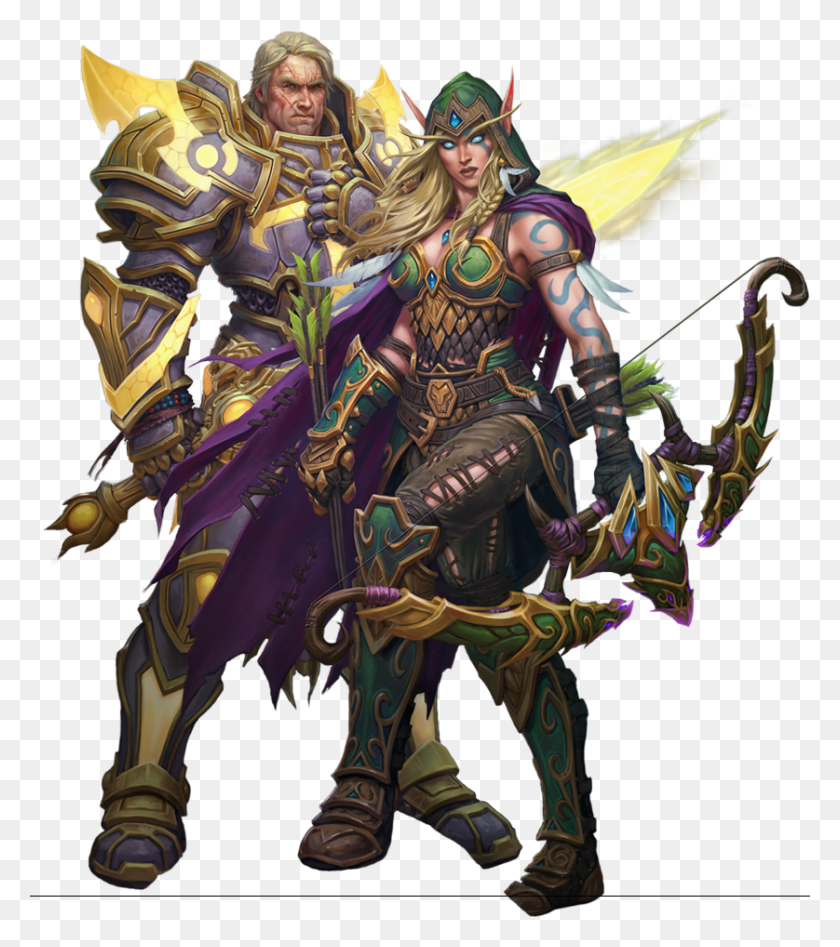 838x954 Tirion Y Alleria World Of Warcraft 3 Warcraft Arte, Persona, Humano, Tiro Con Arco Hd Png