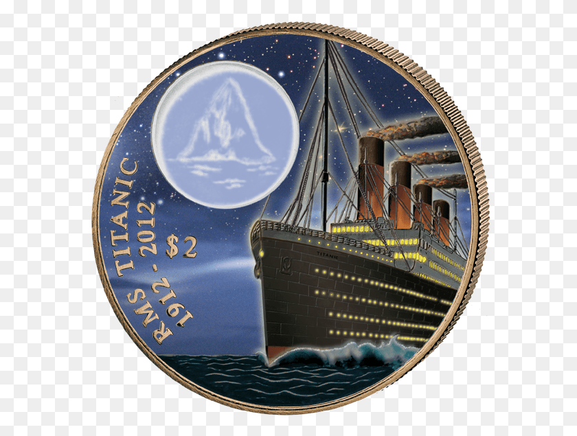 595x575 Titanic At Night Circle, Coin, Money, Fisheye HD PNG Download