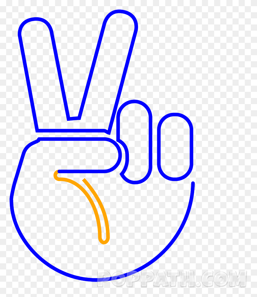 779x910 To Add More Dimension To The Hand We Will Create A V Sign, Light, Neon, Text HD PNG Download