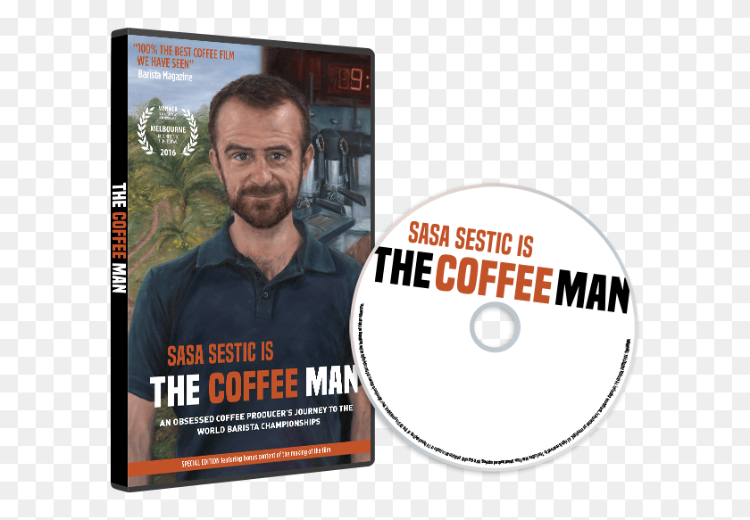 596x523 To Date The Coffee Man Has Screened In Over 350 Venues Sasa Sestic, Disk, Person, Human HD PNG Download