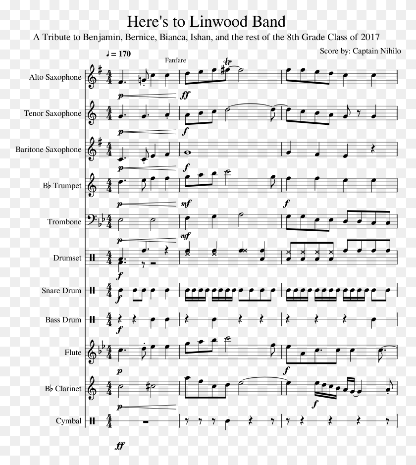 780x879 To Linwood Band Baby Shark Alto Sax Sheet Music, Gray, World Of Warcraft HD PNG Download