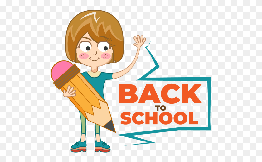 518x460 To School Cartoon Holding Pencil And School Cartoon Character, Person, Human, Female HD PNG Download