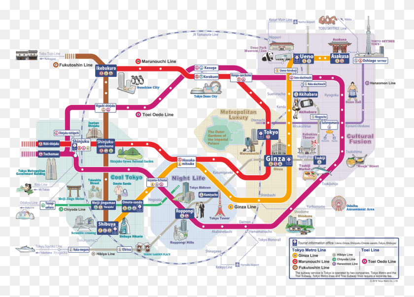 932x650 Descargar Png / Metro De Tokio Mapa Png