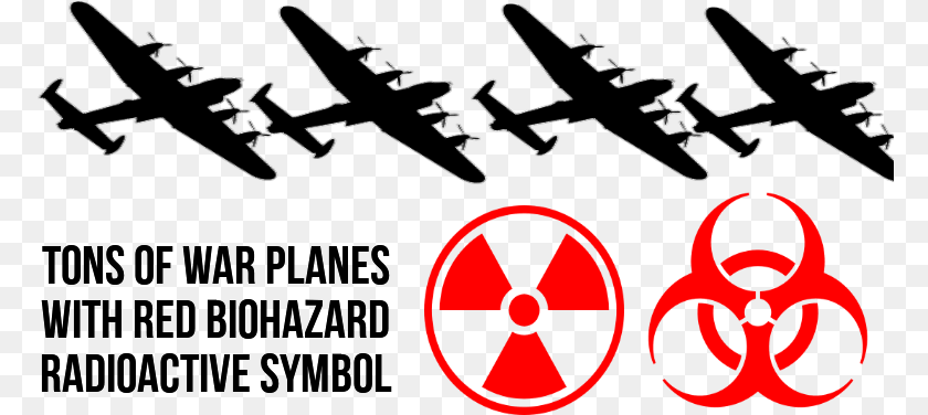 777x376 Tons Of War Planes With Red Biohazard Radioactive Symbol Armas Biologicas Y Quimicas, Aircraft, Transportation, Vehicle, Airplane PNG