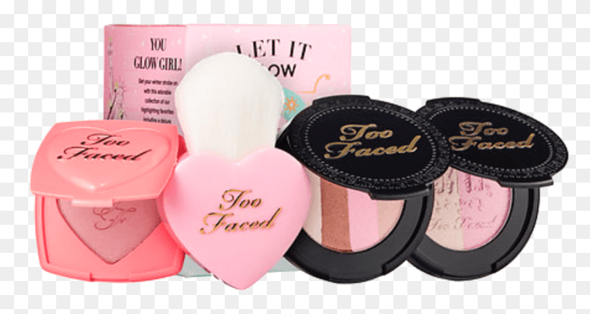 884x439 Too Faced Highlight And Glow Holiday Gift Set Too Faced Let It Glow Highlight Amp Blush Kit, Cosmetics, Face Makeup, Tape HD PNG Download