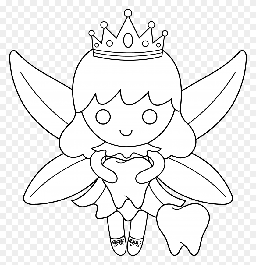 6436x6686 Tooth Fairy Coloring Pages To And Print For Draw A Tooth Fairy, Accessories, Accessory HD PNG Download