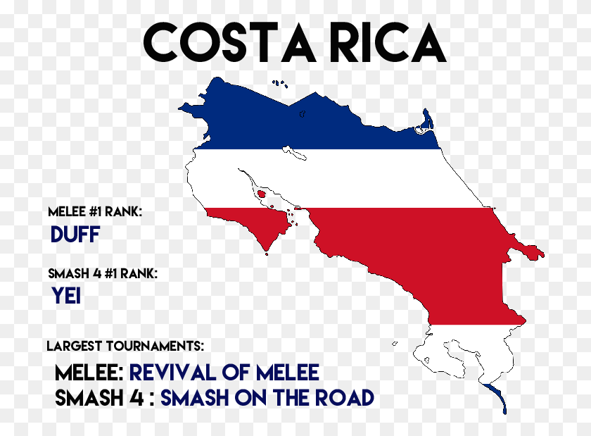 708x559 Top 3 Melee Top 3 Smash 4 Largest Tournaments Costa Rica Map Small, Poster, Advertisement, Symbol HD PNG Download