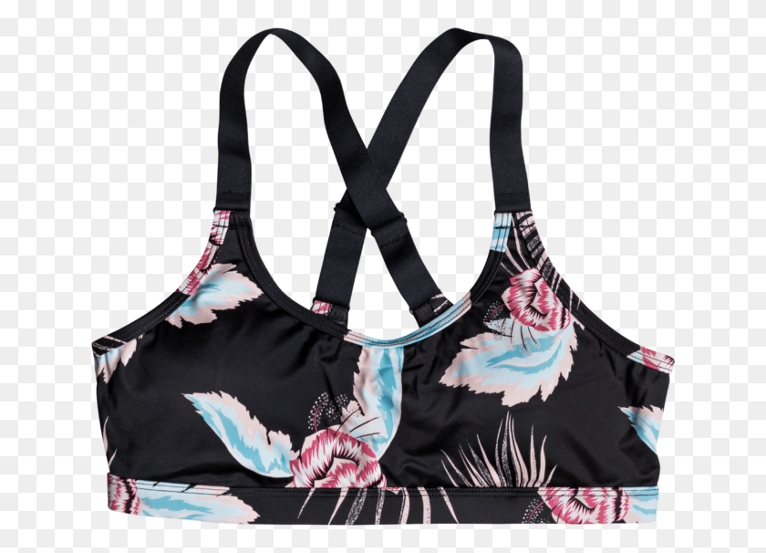 640x546 Top Deportivo Con Estampado Floral En Tonos Azules Swimsuit Top, Handbag, Bag, Accessories HD PNG Download