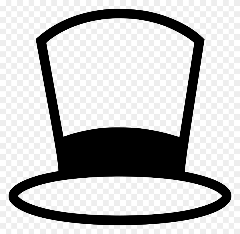 980x954 Top Hat Hat Outline Clipart Black And White, Chair, Furniture, Pottery HD PNG Download